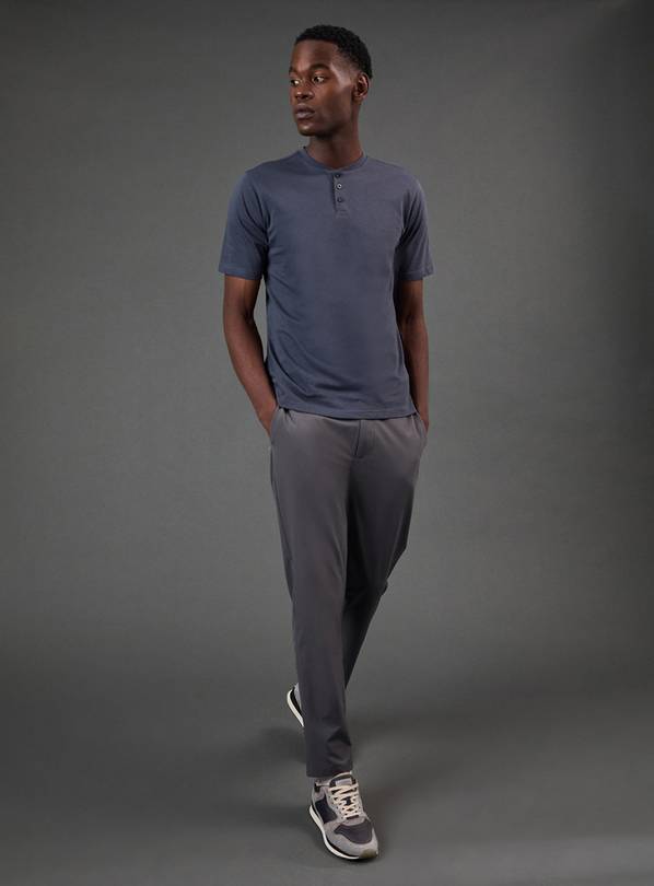 BURTON Dark Blue Grandad Neck T-Shirt M